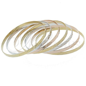 Oro Laminado Semanario Bangle, Gold Filled Style Diamond Cutting Finish, Tricolor, 116.008.05 (04 MM Thickness, Size 5 (2.50 Diameter))