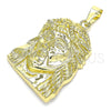 Oro Laminado Religious Pendant, Gold Filled Style Jesus Design, Diamond Cutting Finish, Golden Finish, 5.187.005