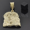 Oro Laminado Religious Pendant, Gold Filled Style Jesus Design, Diamond Cutting Finish, Golden Finish, 5.187.005