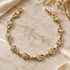 Oro Laminado Fancy Bracelet, Gold Filled Style with White Cubic Zirconia, Polished, Golden Finish, 5.055.011 (08 MM Thickness, 8 Inches Length)