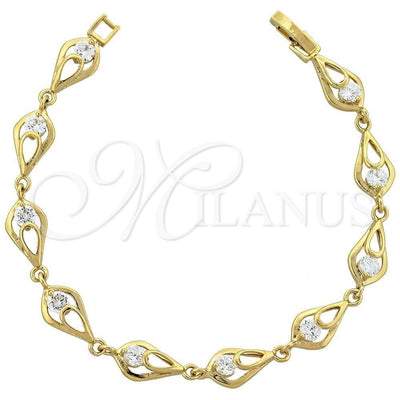 Oro Laminado Fancy Bracelet, Gold Filled Style with White Cubic Zirconia, Polished, Golden Finish, 5.055.011 for wholesale, main product view