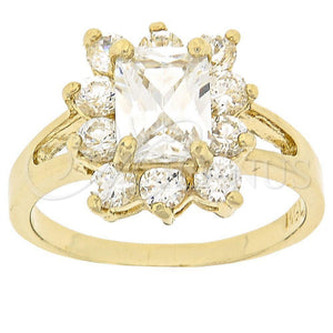 Oro Laminado Multi Stone Ring, Gold Filled Style with White Cubic Zirconia, Polished, Golden Finish, 5.055.008.06 (Size 6)