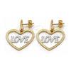 Oro Laminado Dangle Earring, Gold Filled Style Heart Design, Polished, Two Tone, 5.095.014