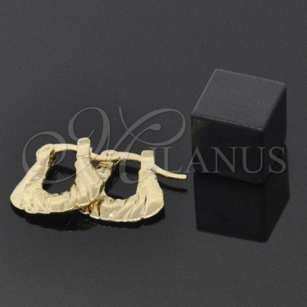 Oro Laminado Children Hoop, Gold Filled Style Diamond Cutting Finish, Golden Finish, 96.009