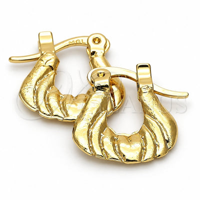 Oro Laminado Children Hoop, Gold Filled Style Diamond Cutting Finish, Golden Finish, 96.009