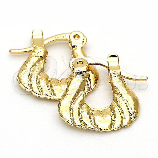 Oro Laminado Children Hoop, Gold Filled Style Diamond Cutting Finish, Golden Finish, 96.009