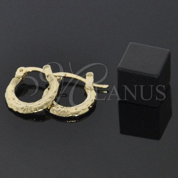 Oro Laminado Children Hoop, Gold Filled Style Flower Design, Diamond Cutting Finish, Golden Finish, 5.159.054