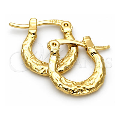 Oro Laminado Children Hoop, Gold Filled Style Flower Design, Diamond Cutting Finish, Golden Finish, 5.159.054