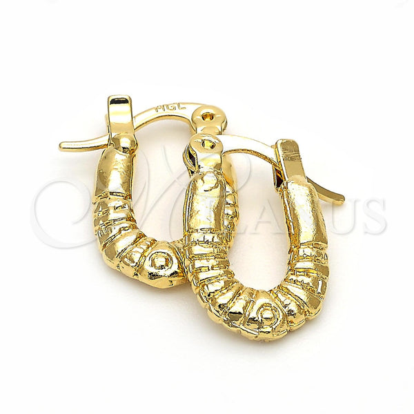Oro Laminado Children Hoop, Gold Filled Style Diamond Cutting Finish, Golden Finish, 5.159.074