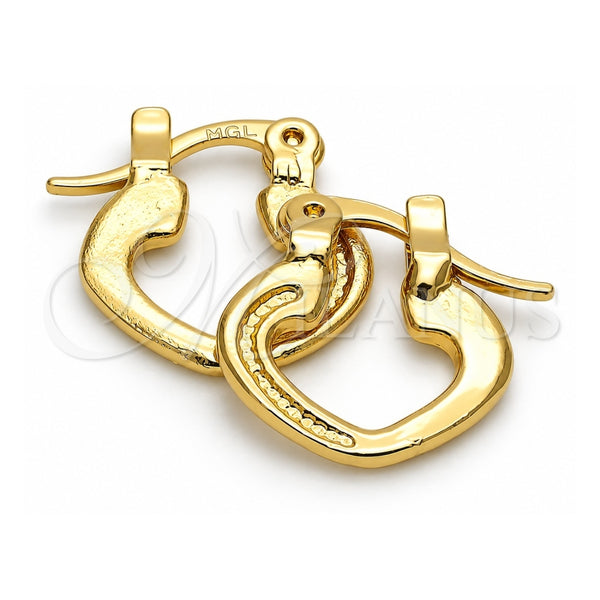 Oro Laminado Children Hoop, Gold Filled Style Teardrop Design, Diamond Cutting Finish, Golden Finish, 96.032