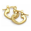 Oro Laminado Children Hoop, Gold Filled Style Teardrop Design, Diamond Cutting Finish, Golden Finish, 96.032