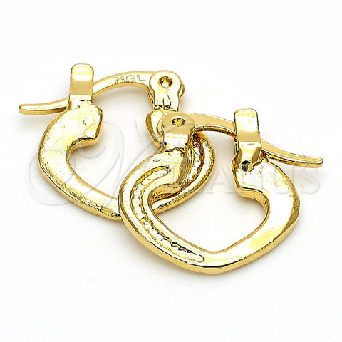 Oro Laminado Children Hoop, Gold Filled Style Teardrop Design, Diamond Cutting Finish, Golden Finish, 96.032