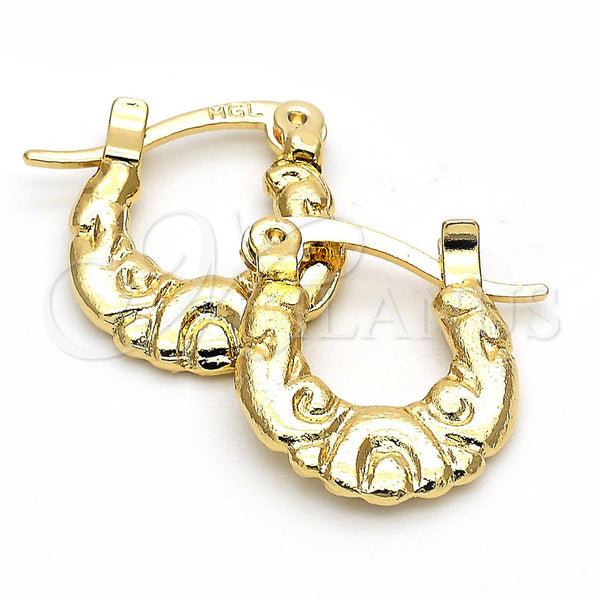 Oro Laminado Children Hoop, Gold Filled Style Diamond Cutting Finish, Golden Finish, 5.159.069