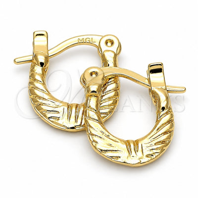 Oro Laminado Children Hoop, Gold Filled Style Bow Design, Diamond Cutting Finish, Golden Finish, 5.159.084