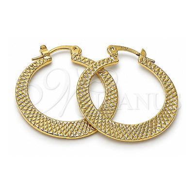 Oro Laminado Medium Hoop, Gold Filled Style Diamond Cutting Finish, Golden Finish, 96.002