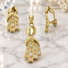 Oro Laminado Earring and Pendant Adult Set, Gold Filled Style Polished, Tricolor, 5.061.004