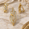 Oro Laminado Earring and Pendant Adult Set, Gold Filled Style with White Cubic Zirconia, Polished, Golden Finish, 5.054.004