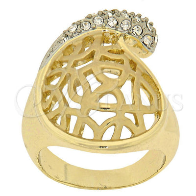 Oro Laminado Multi Stone Ring, Gold Filled Style with White Cubic Zirconia, Matte Finish, Two Tone for wholesale, main product view