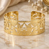 Oro Laminado Individual Bangle, Gold Filled Style Leaf Design, Diamond Cutting Finish, Golden Finish, 5.232.011 (25 MM Thickness, One size fits all)