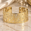 Oro Laminado Individual Bangle, Gold Filled Style Leaf Design, Diamond Cutting Finish, Golden Finish, 5.232.013 (25 MM Thickness, One size fits all)