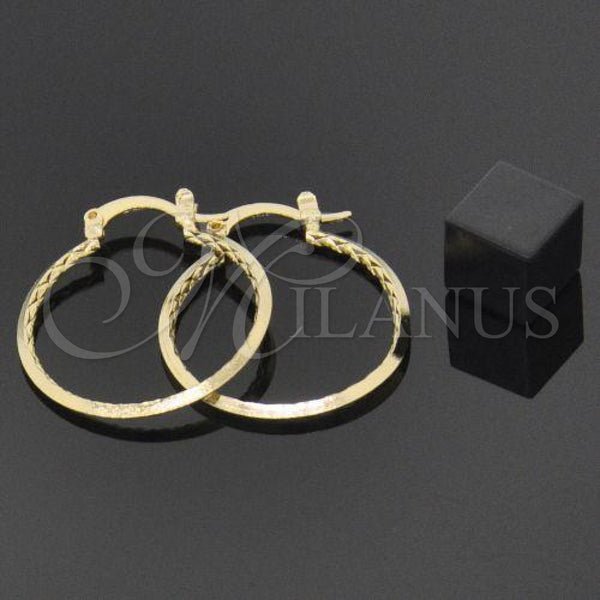 Oro Laminado Small Hoop, Gold Filled Style Diamond Cutting Finish, Golden Finish, 5.146.015