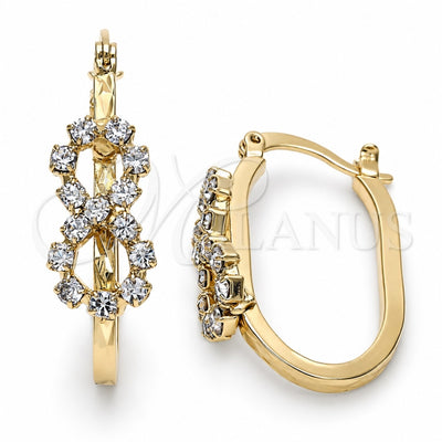 Oro Laminado Medium Hoop, Gold Filled Style Infinite Design, with White Cubic Zirconia, Polished, Golden Finish, 5.140.012
