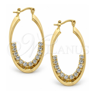 Oro Laminado Medium Hoop, Gold Filled Style with White Cubic Zirconia, Polished, Golden Finish, 5.141.015