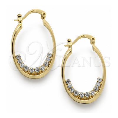 Oro Laminado Medium Hoop, Gold Filled Style with White Cubic Zirconia, Polished, Golden Finish, 5.141.014
