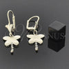 Oro Laminado Long Earring, Gold Filled Style Butterfly Design, with White Cubic Zirconia, Polished, Golden Finish, 72.007