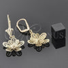Oro Laminado Dangle Earring, Gold Filled Style Flower Design, Polished, Golden Finish, 89.014