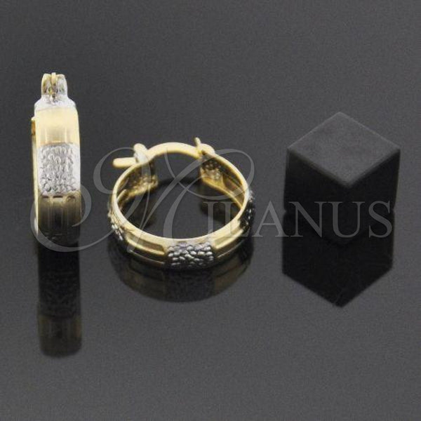 Oro Laminado Small Hoop, Gold Filled Style Diamond Cutting Finish, Tricolor, 107.037