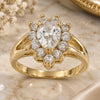 Oro Laminado Multi Stone Ring, Gold Filled Style Teardrop and Cluster Design, with White Cubic Zirconia, Polished, Golden Finish, 5.055.010.06 (Size 6)