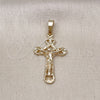 Oro Laminado Religious Pendant, Gold Filled Style Crucifix Design, Polished, Golden Finish, 5.191.017