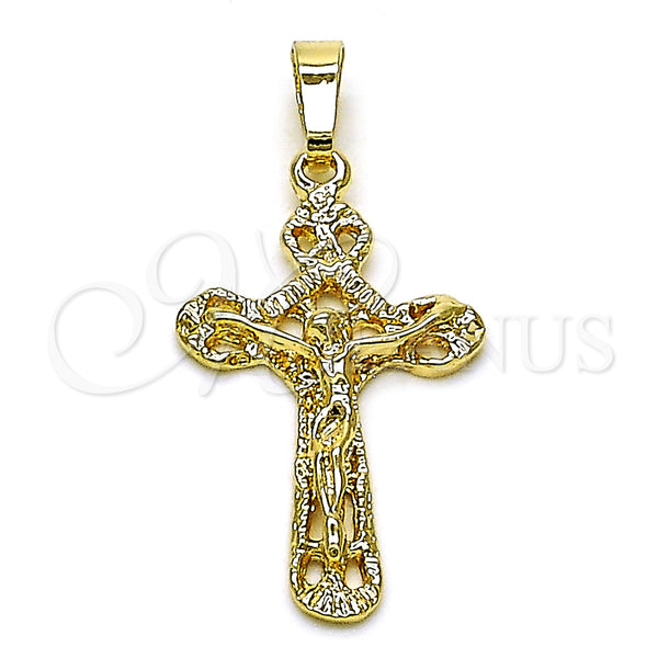Oro Laminado Religious Pendant, Gold Filled Style Crucifix Design, Polished, Golden Finish, 5.191.017