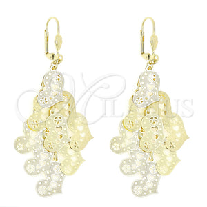 Oro Laminado Chandelier Earring, Gold Filled Style Heart Design, Polished, Golden Finish, 5.094.010
