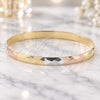 Oro Laminado Individual Bangle, Gold Filled Style Diamond Cutting Finish, Tricolor, 03.63.0022 (06 MM Thickness, Size 5 (2.50 Diameter))