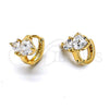 Oro Laminado Huggie Hoop, Gold Filled Style Heart Design, with White Cubic Zirconia, Polished, Golden Finish, 5.132.009