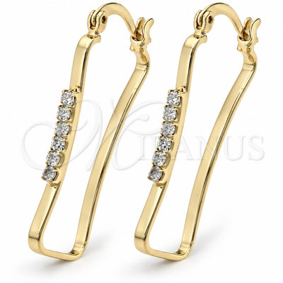 Oro Laminado Medium Hoop, Gold Filled Style with White Cubic Zirconia, Polished, Golden Finish, 5.140.011