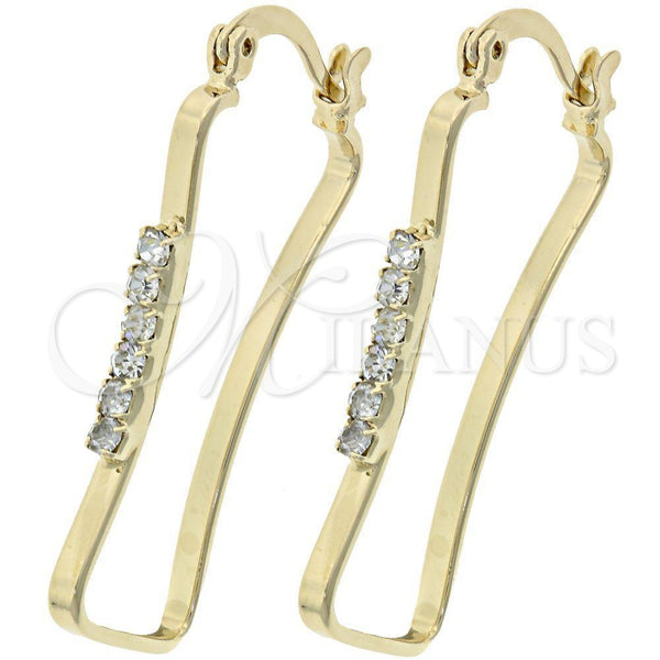 Oro Laminado Medium Hoop, Gold Filled Style with White Cubic Zirconia, Polished, Golden Finish, 5.140.011