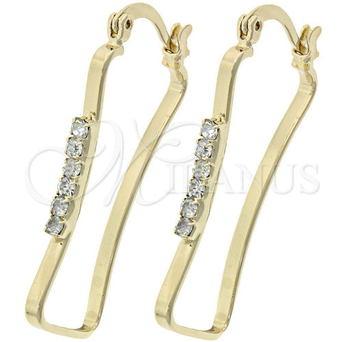 Oro Laminado Medium Hoop, Gold Filled Style with White Cubic Zirconia, Polished, Golden Finish, 5.140.011