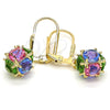 Oro Laminado Dangle Earring, Gold Filled Style Ball Design, with Multicolor Cubic Zirconia, Polished, Golden Finish, 5.123.026