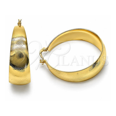 Oro Laminado Medium Hoop, Gold Filled Style Spiral Design, Diamond Cutting Finish, Golden Finish, 5.150.005.40