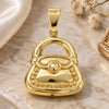 Oro Laminado Fancy Pendant, Gold Filled Style Purse Design, Polished, Golden Finish, 45.014