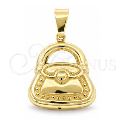 Oro Laminado Fancy Pendant, Gold Filled Style Purse Design, Polished, Golden Finish, 45.014