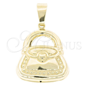 Oro Laminado Fancy Pendant, Gold Filled Style Purse Design, Polished, Golden Finish, 45.014
