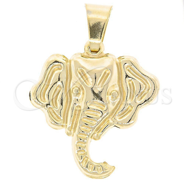 Oro Laminado Fancy Pendant, Gold Filled Style Elephant Design, Polished, Golden Finish, 45.006