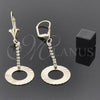 Oro Laminado Long Earring, Gold Filled Style with White Cubic Zirconia, Polished, Golden Finish, 95.007