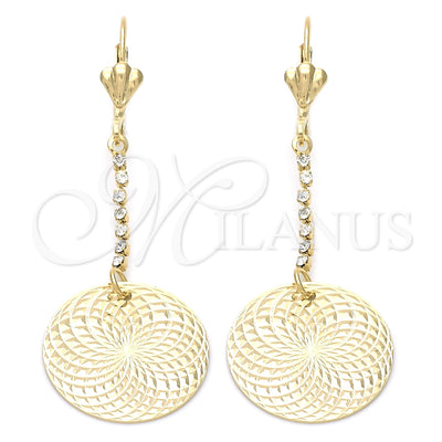 Oro Laminado Long Earring, Gold Filled Style with White Cubic Zirconia, Polished, Golden Finish, 95.005 for wholesale, main product view