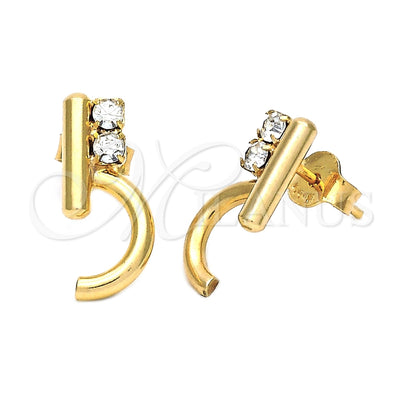 Oro Laminado Stud Earring, Gold Filled Style with White Cubic Zirconia, Polished, Golden Finish, 02.63.2248 for wholesale, main product view