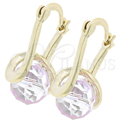 Oro Laminado Small Hoop, Gold Filled Style Spiral Design, with Rhodolite Crystal, Polished, Golden Finish for wholesale, main product view